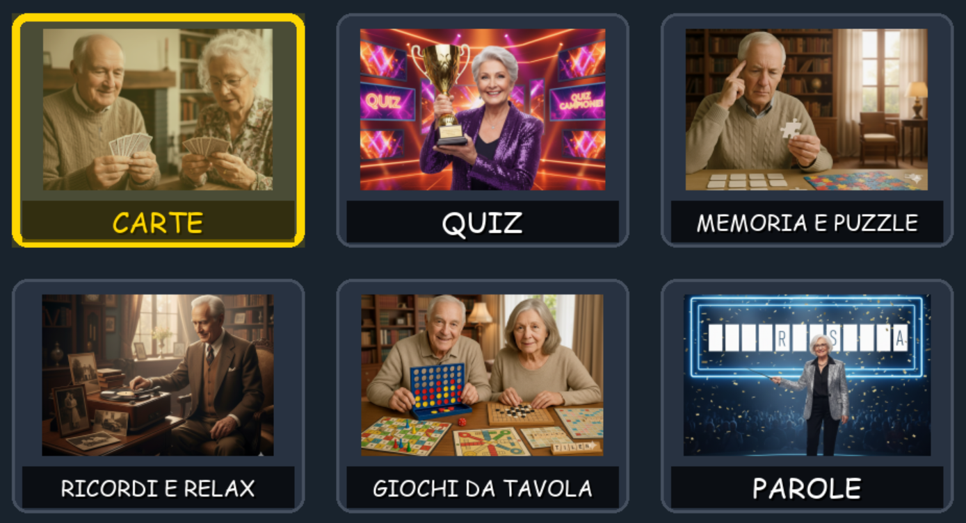 Interfaccia del menu GiocaFacileTv sulla televisione